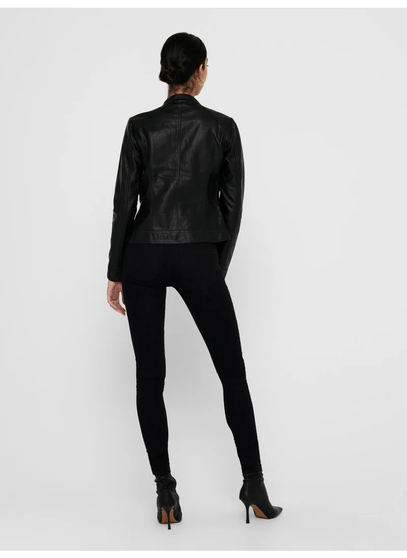 اونلي 15081400 Women's Leather Jacket Black