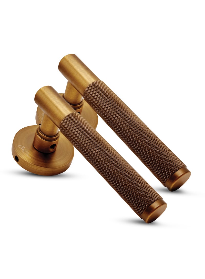 CINCINNO Levitas/A Premium Anti-Rust Aluminum Door Handle Pair , Salt Spray Tested, 2-Year Color & 5-Year Mechanical Warranty (Brushed Yellow Bronze) - Image 1