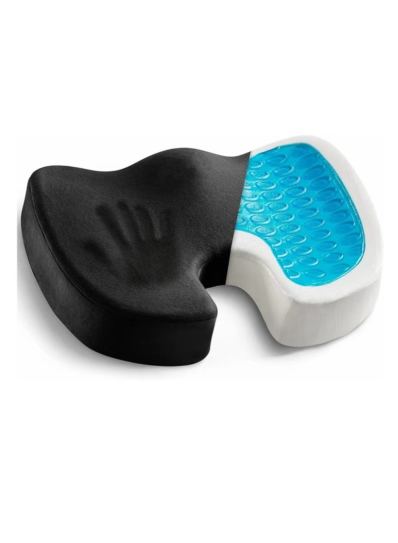Cool Baby COOLBABY Gel Reinforced Seat Cushion Memory Foam Seat Cushion Ergonomic U Shape Design Non-Slip Strap Soft Velvet Cover For Sciatica Tailbone Back Pain Relief Home Office Car Wheelchair Gray  - Image 1