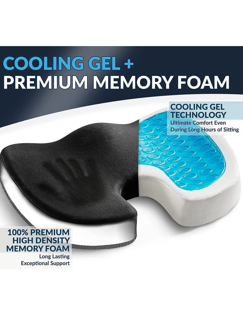 Cool Baby COOLBABY Gel Reinforced Seat Cushion Memory Foam Seat Cushion Ergonomic U Shape Design Non-Slip Strap Soft Velvet Cover For Sciatica Tailbone Back Pain Relief Home Office Car Wheelchair Gray  - Image 4