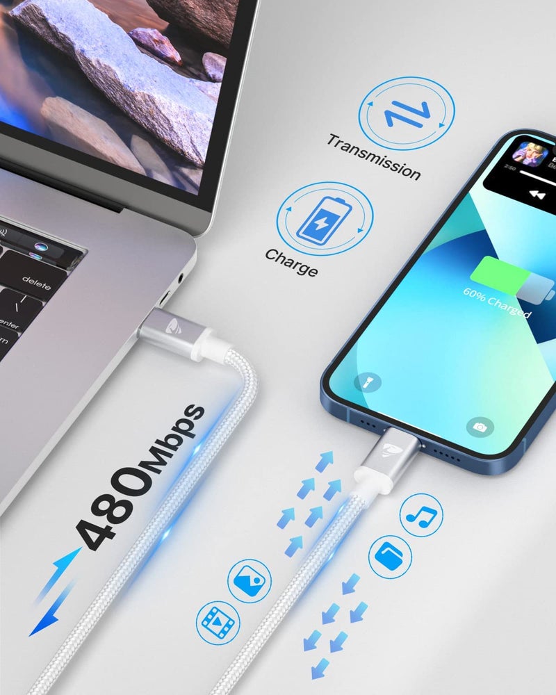 Aioneus USB C to Lightning Cable 2M iPhone Charger Cable MFi Certified Type C iPhone Charger cable Fast Charging Cord Compatible with iPhone 11 12 13 14 Pro Max X XS XR 8 Plus iPad - Image 3