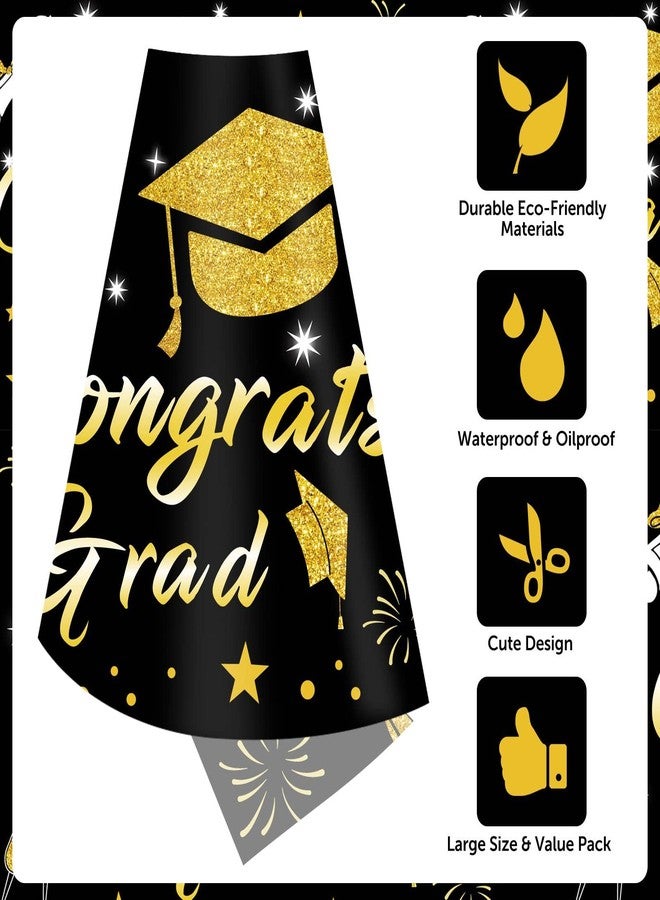 CESOF Graduation Tablecloth Party Decorations 2026, 3 Pack Thick Black and Gold 54"x108" Congrats Grad Disposable Table Covers Plastic Cloth Tablecover for College High School Class of 2026 Party Supplies - Image 4