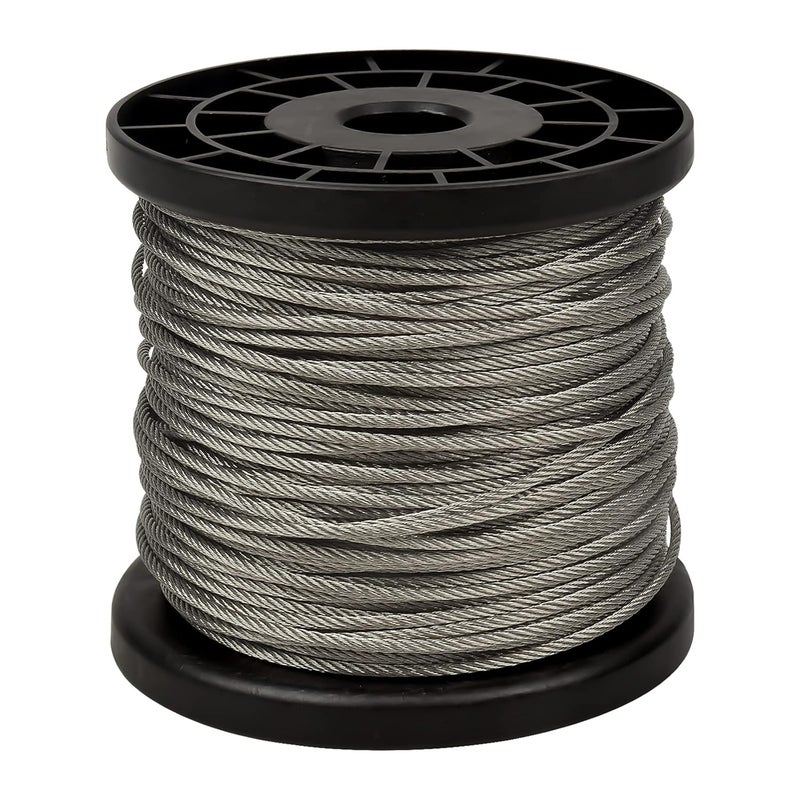 Fodlon 1 Roll of Wire Rope, 60 m Picture Frame Wire Rope, Rope Stainless Steel 2 mm, High Performance Stainless Steel Wire Spool for Hanging Picture Frame, Cable Railing, Dogs. Can Hold up to 380 lbs - Image 1