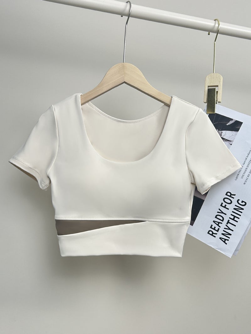 In-Stock High-Elastic Shockproof Bra With Side Support For Sports, Fitness, Yoga, Pilates, Short-Sleeve Tank Top For Yoga And Fitness - Image 3