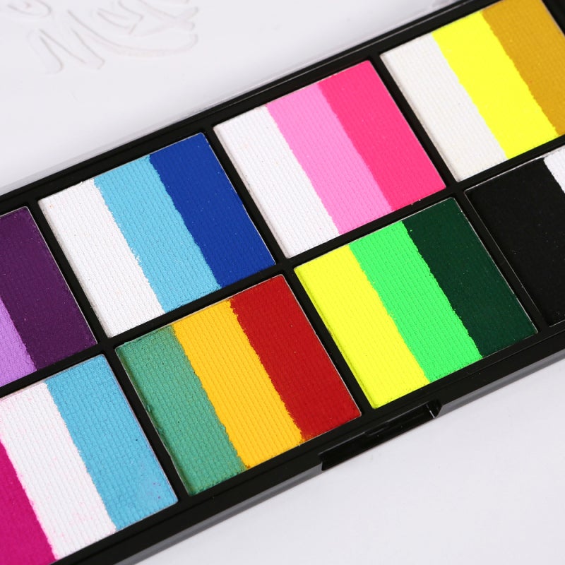 Watercolor Paint Palette Set 18 Colors Set Professional Face Split Cakes with 4 Brush& 4 Stencils Safe& Non Water Activated Face and Body Painting Makeup Facepaints for - Image 4