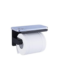 Generic High Quality Stainless Steel Toilet Paper Holder Temperature Resistant Bathroom Kitchen Storage Tissue Holder Wall Mounted Matte Black Shelf for Mobile Phone Holder Small Vase etc  - Image 1