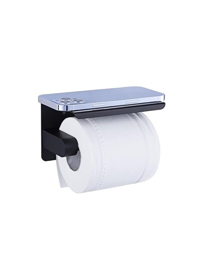 Generic High Quality Stainless Steel Toilet Paper Holder Temperature Resistant Bathroom Kitchen Storage Tissue Holder Wall Mounted Matte Black Shelf for Mobile Phone Holder Small Vase etc  - Image 1