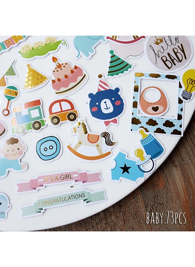 Doraking 73PCS Baby Loves Foil Gold Decorative Stickers for Scrapbook Journals Birthday Party Invitation Cards Kids Gift Wrap Stickers, Doraking No-Repeat Cute Cartoon Stickers (Baby) - Image 5