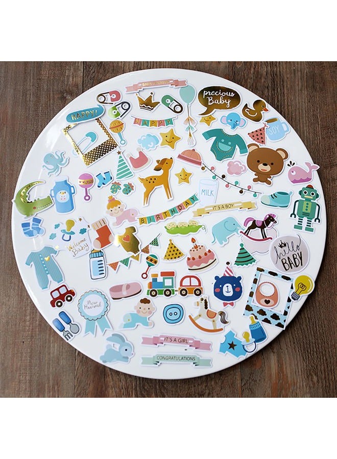 Doraking 73PCS Baby Loves Foil Gold Decorative Stickers for Scrapbook Journals Birthday Party Invitation Cards Kids Gift Wrap Stickers, Doraking No-Repeat Cute Cartoon Stickers (Baby) - Image 1