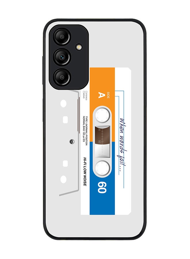 Stylizedd Rugged Black edge case for Samsung Galaxy A15 / A15 5G, Slim fit Soft Case Flexible Thin Cover- When Words Fail (White Tape) - Image 1