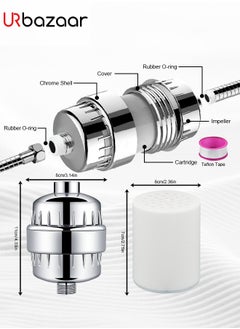 URbazaar 15 Stage Shower Filter for hair fall Shower Head Filter Hard Water Filter Anti Hair Fall Ideal to Remove Chlorine Impurities and Heavy Metals from Water with KDF and Calcium Sulphite Beans  - Image 2