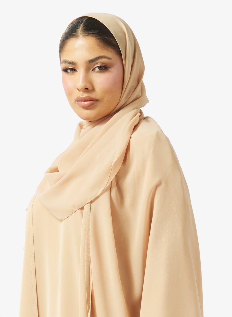 hayas closet Floral Embellished Open Front Belt Abaya - Image 5