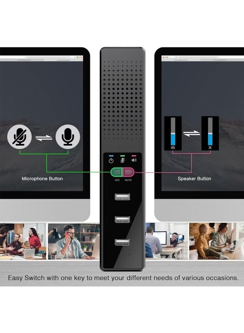 كيلا 3-in-1 Computer Speaker with Microphone, USB Powered PC Speakers for Smart Home Office and Online Study, Portable External Desk Speakers with Hubs, Plug & Play - Image 2