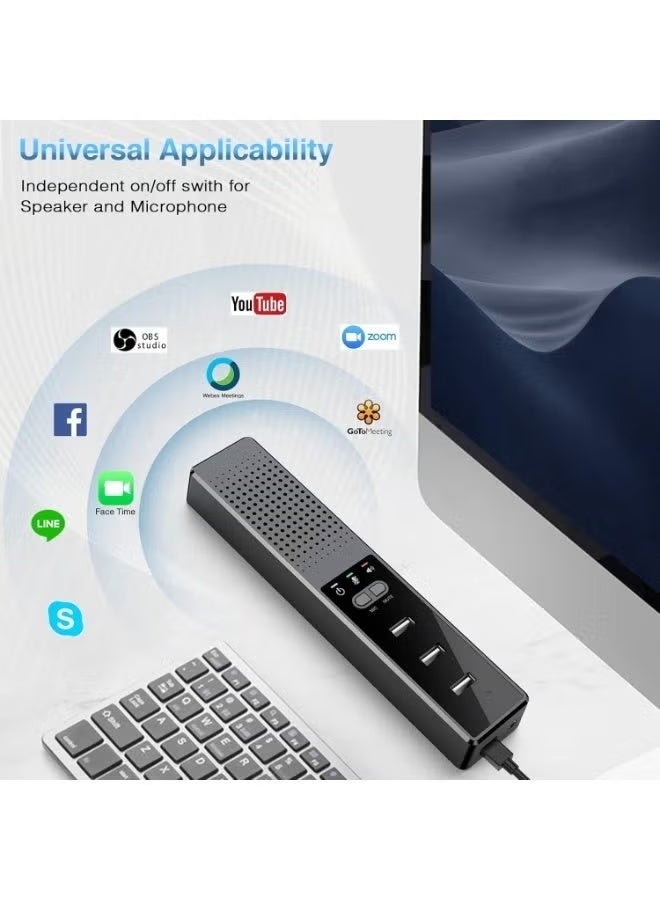كيلا 3-in-1 Computer Speaker with Microphone, USB Powered PC Speakers for Smart Home Office and Online Study, Portable External Desk Speakers with Hubs, Plug & Play - Image 3