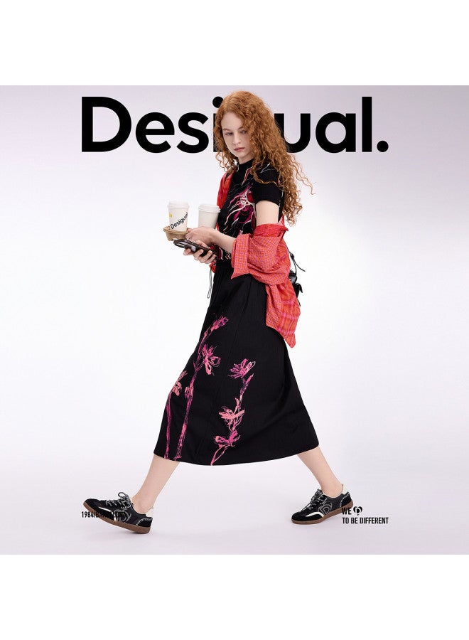 DESIGUAL ss25 New Floral Print A-line Long Drawstring Skirt - Image 3