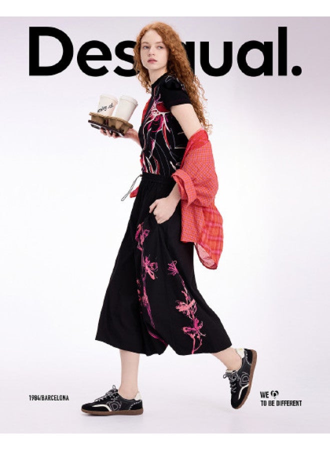 DESIGUAL ss25 New Floral Print A-line Long Drawstring Skirt - Image 1