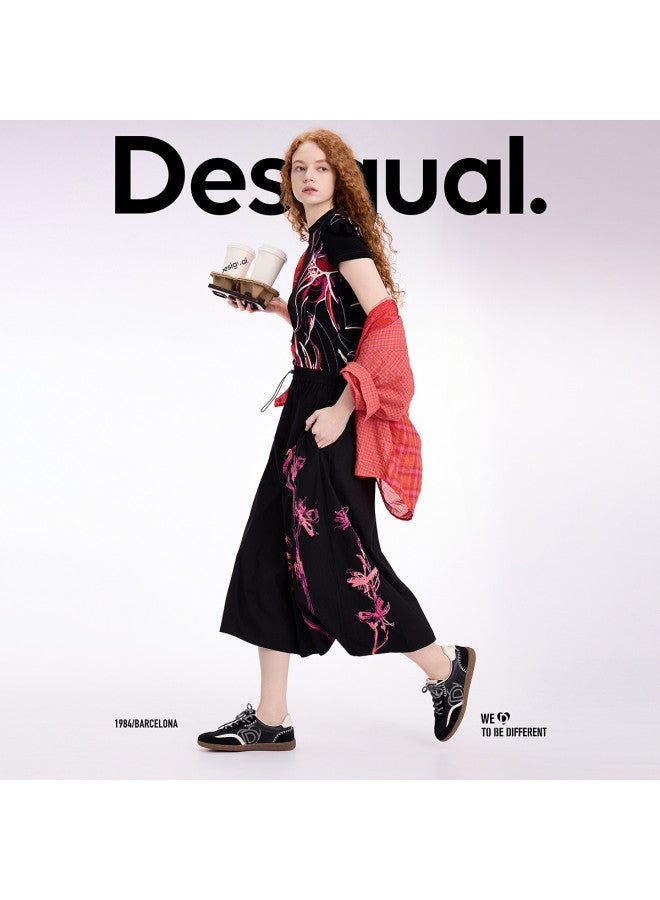 DESIGUAL ss25 New Floral Print A-line Long Drawstring Skirt - Image 2