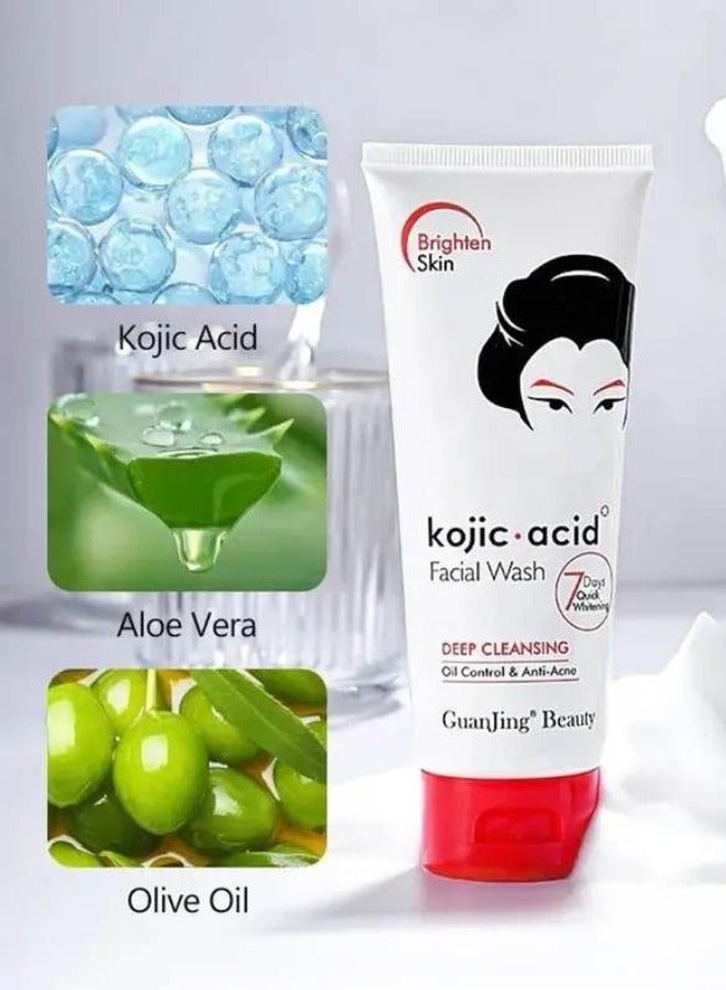 GuanJing Beauty Pack of 2 Kojic Acid Face Wash 100g Each for Whitening Deep Cleansing and Dark Spot Removal - Image 4