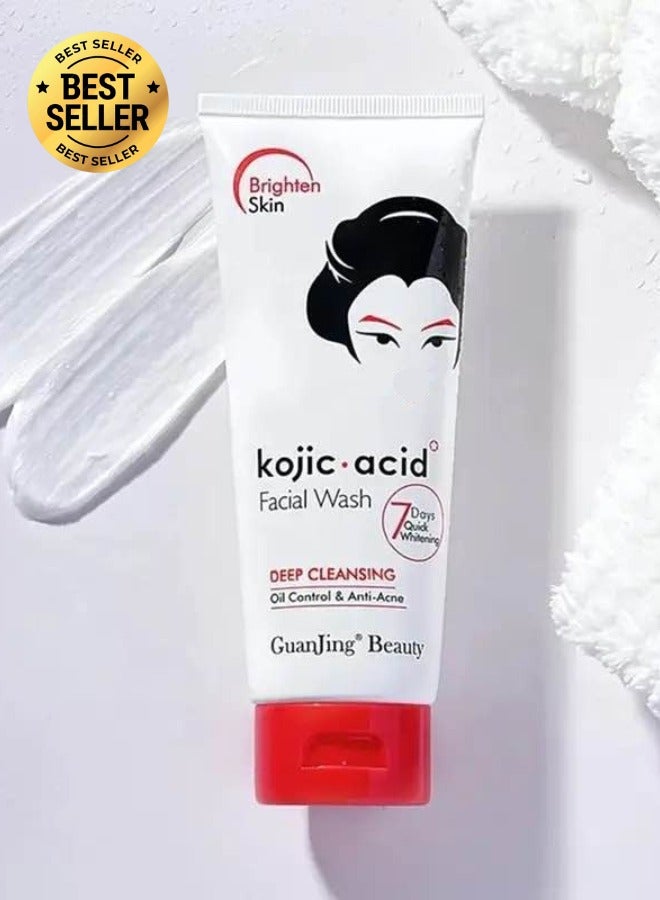 GuanJing Beauty Pack of 2 Kojic Acid Face Wash 100g Each for Whitening Deep Cleansing and Dark Spot Removal - Image 2