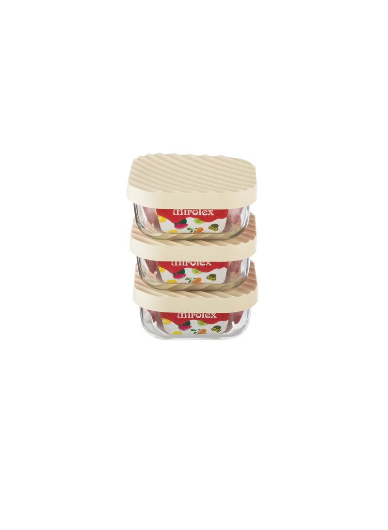 Mirolex 3-Piece Glass Food Storage Container Set with Microwaveable Plastic Lid - Image 3