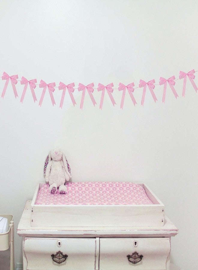CROWNOS Pre-Strung Pink Bow Banner Garland, Girls/Women Ribbon Bows Decor for Coquette Birthday Party - Image 2