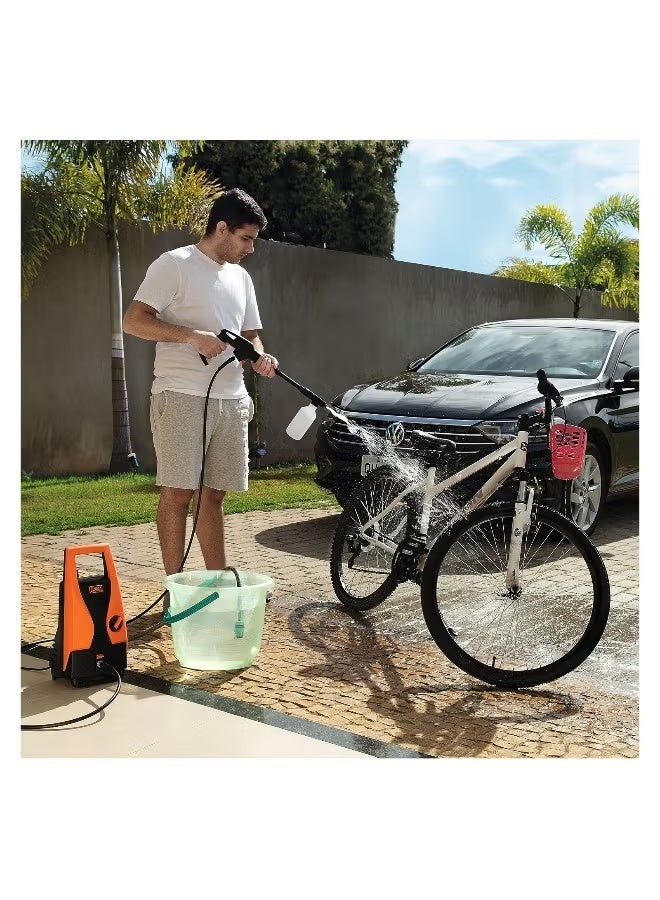 BLACK+DECKER غسالة ضغط عالية الأداء 1400 واط مع خاصية السحب الذاتي مثالية للحديقة المنزلية والسيارة 105 بار 1400 واط PW1450TD-B5 برتقالي/أسود - Image 1