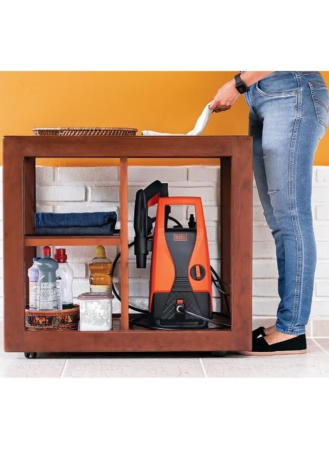 BLACK+DECKER غسالة ضغط عالية الأداء 1400 واط مع خاصية السحب الذاتي مثالية للحديقة المنزلية والسيارة 105 بار 1400 واط PW1450TD-B5 برتقالي/أسود - Image 5