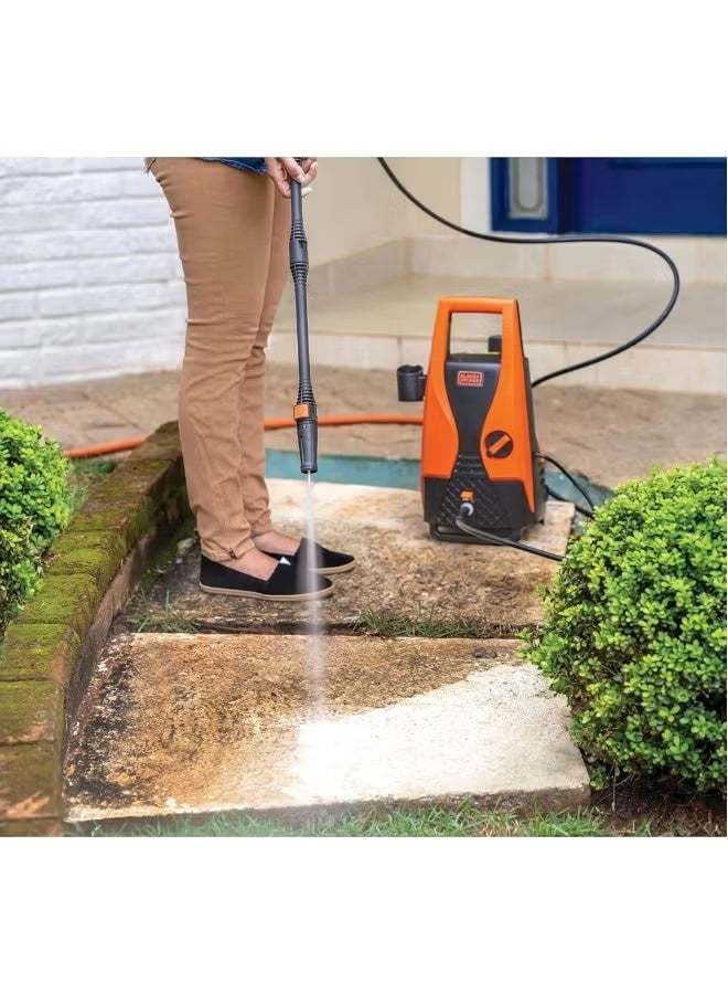 BLACK+DECKER غسالة ضغط عالية الأداء 1400 واط مع خاصية السحب الذاتي مثالية للحديقة المنزلية والسيارة 105 بار 1400 واط PW1450TD-B5 برتقالي/أسود - Image 4