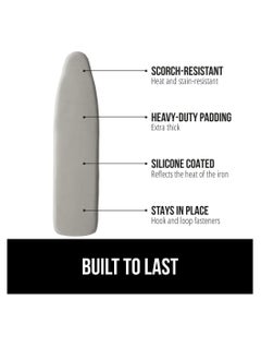 Gorilla Grip The Original Gorilla Grip ironing board cover silicone coating full size scorch resistant padding elastic edge heavy duty iron pad covers standard boards hook and loop fastener strap silver  - Image 2