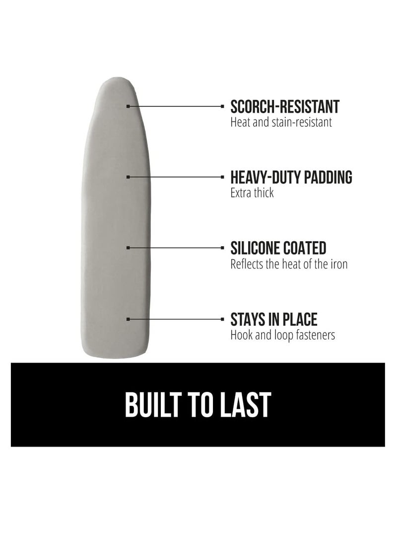Gorilla Grip The Original Gorilla Grip ironing board cover silicone coating full size scorch resistant padding elastic edge heavy duty iron pad covers standard boards hook and loop fastener strap silver - Image 2