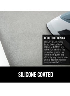 Gorilla Grip The Original Gorilla Grip ironing board cover silicone coating full size scorch resistant padding elastic edge heavy duty iron pad covers standard boards hook and loop fastener strap silver  - Image 4