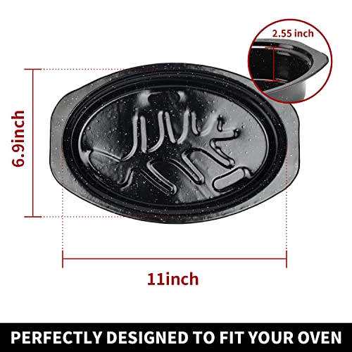 DIMESHY 13Inch Roasting Pan, Enamel on Steel, Black Covered Oval Roaster Pan with Lid, Small Cookware for Turkey, Small Chicken, Roast Baking Pan. - Image 3