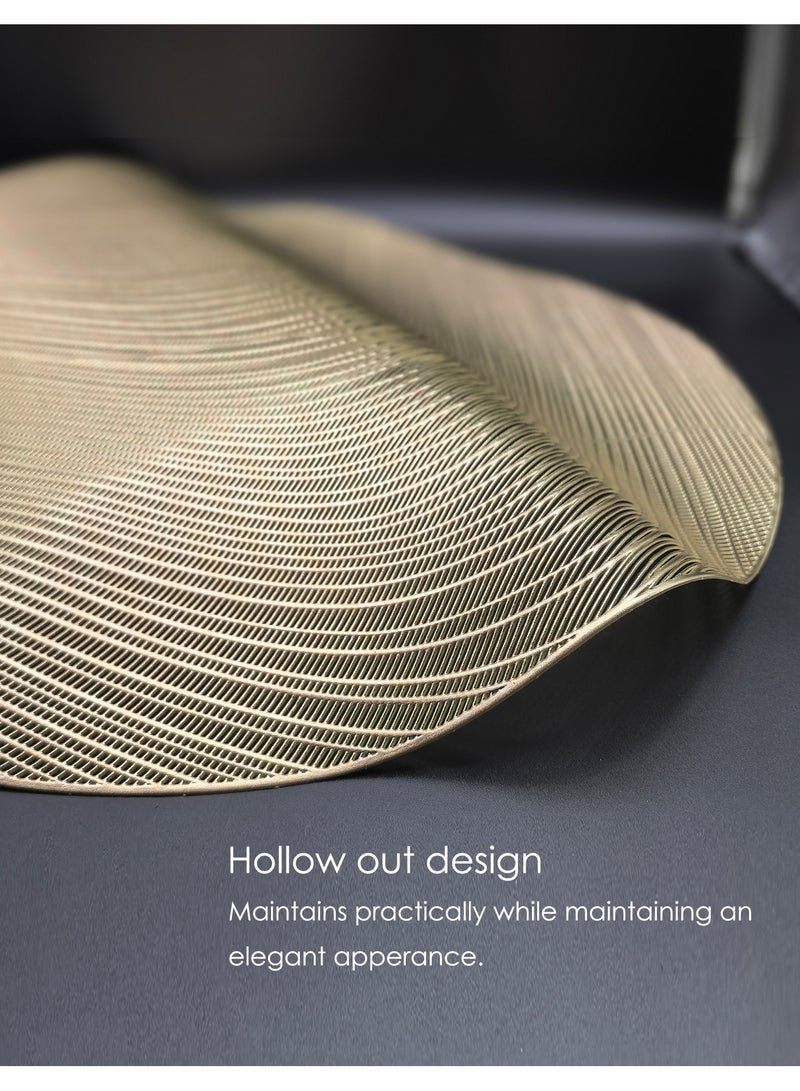 DB Innov. Gold Metallic Round Placemats, 4 Pcs Vinyl Hollow Placemats, Non-Slip Stain Heat Resistant Place Mats for Dining Table, 15x15 Inch - Image 3