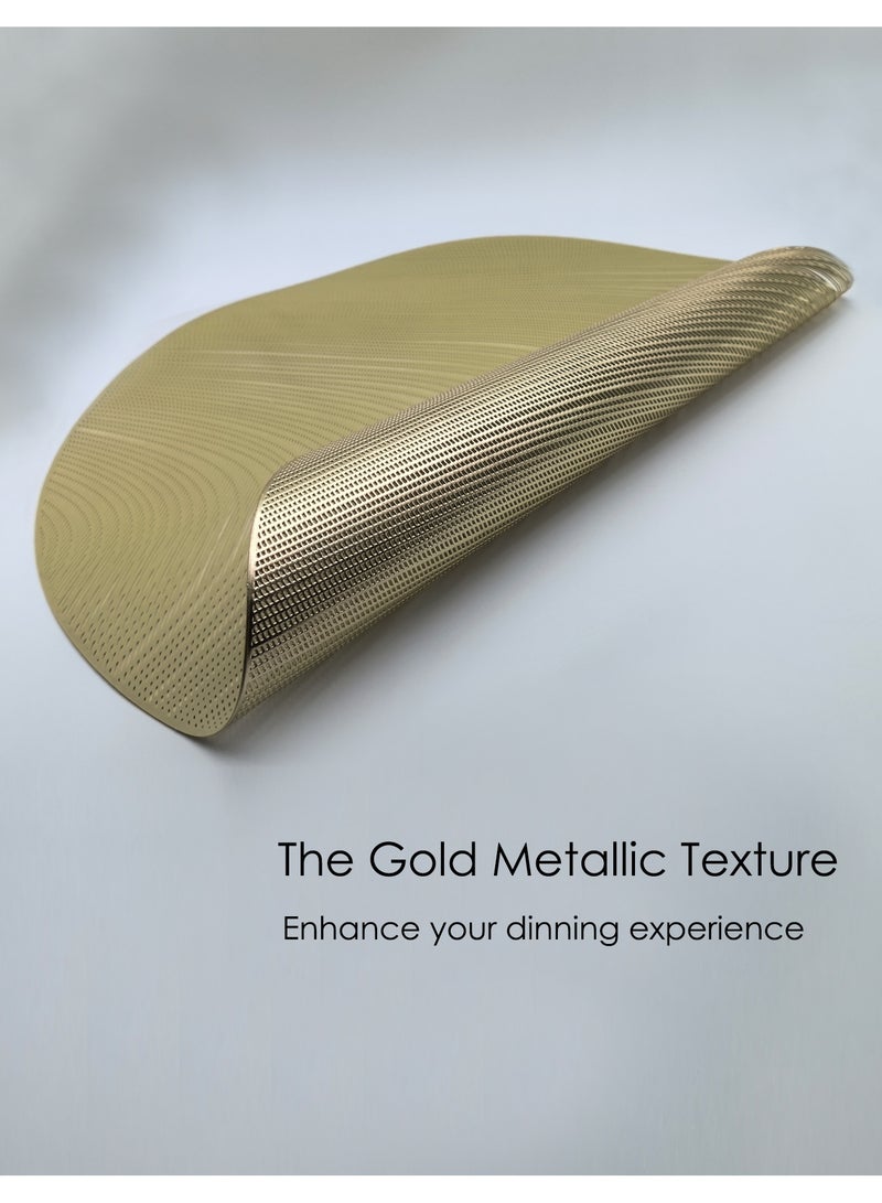DB Innov. Gold Metallic Round Placemats, 4 Pcs Vinyl Hollow Placemats, Non-Slip Stain Heat Resistant Place Mats for Dining Table, 15x15 Inch - Image 4