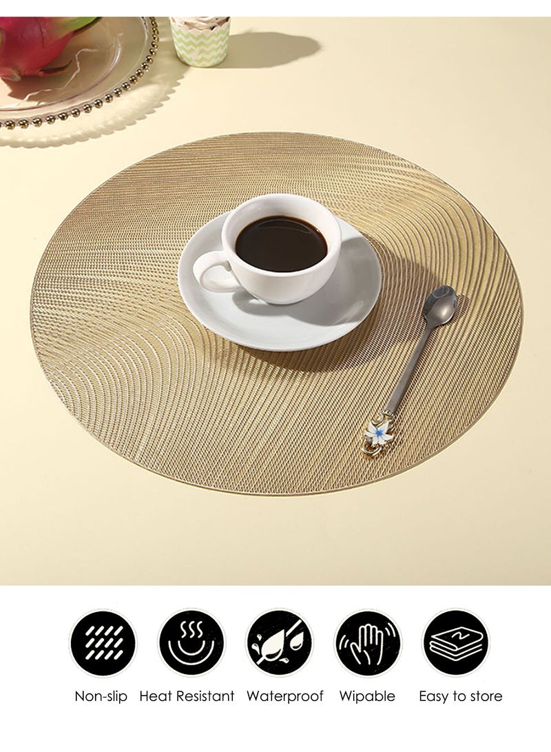 DB Innov. Gold Metallic Round Placemats, 4 Pcs Vinyl Hollow Placemats, Non-Slip Stain Heat Resistant Place Mats for Dining Table, 15x15 Inch - Image 5