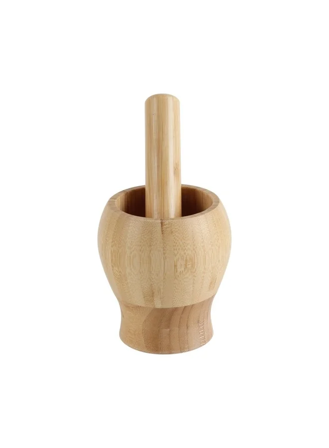 DANUBE HOME Loretta Bamboo Spice Grinder Garlic Press Ginger Crusher Spices Grinding Set Garlic Mincer Herb Spice Masher Grinder Chopper Kitchen Tool 10 x 10 x 10.9 Hcm, Pestle L 16cm
