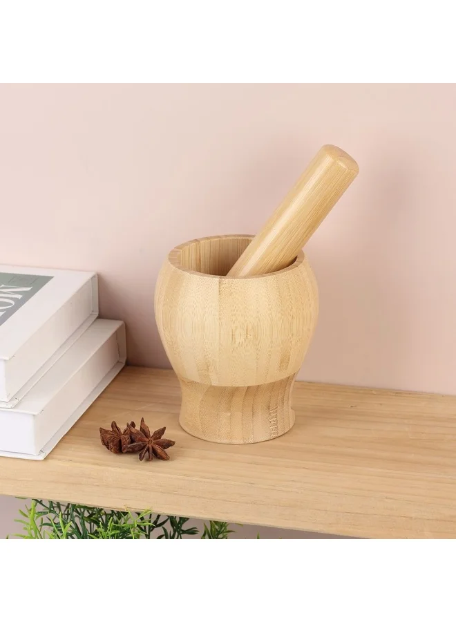 DANUBE HOME Loretta Bamboo Spice Grinder Garlic Press Ginger Crusher Spices Grinding Set Garlic Mincer Herb Spice Masher Grinder Chopper Kitchen Tool 10 x 10 x 10.9 Hcm, Pestle L 16cm