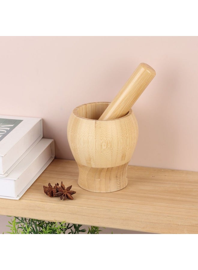 DANUBE HOME Loretta Bamboo Spice Grinder Garlic Press Ginger Crusher Spices Grinding Set Garlic Mincer Herb Spice Masher Grinder Chopper Kitchen Tool 10 x 10 x 10.9 Hcm, Pestle L 16cm - Image 1