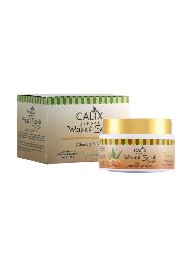 Calix Herbal Walnut Scrub For Skin Exfoliation Blackheads And Oil Removal Sulphatefree Face Cleanser Enriched With Aloe Vera 50G  - Image 2