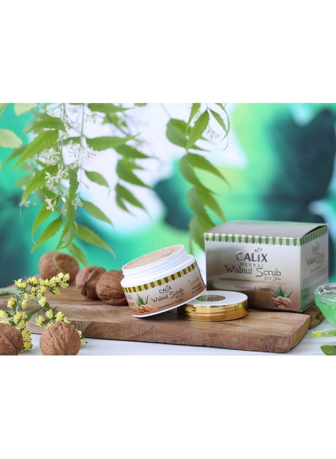 Calix Herbal Walnut Scrub For Skin Exfoliation Blackheads And Oil Removal Sulphatefree Face Cleanser Enriched With Aloe Vera 50G  - Image 3