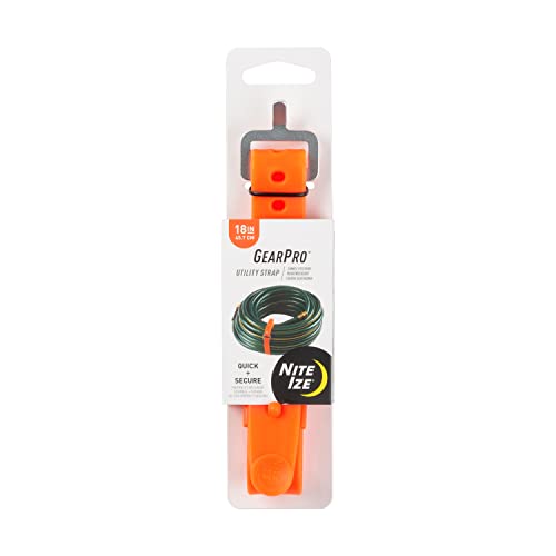 Nite IZE Inc USS1831R3 Nite IZE GearPro Secure Tarps Hoses Skis Lumber 70 lb Load Limit 18 inch Black Utility 18 Strap Bright Orange - Image 1