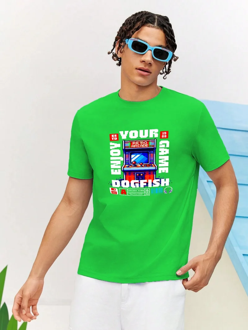 دوغ فش Lover Combination Couple Classic Pixels Timeless Fun Printed Oversize Cotton T-Shirt 2-Pack