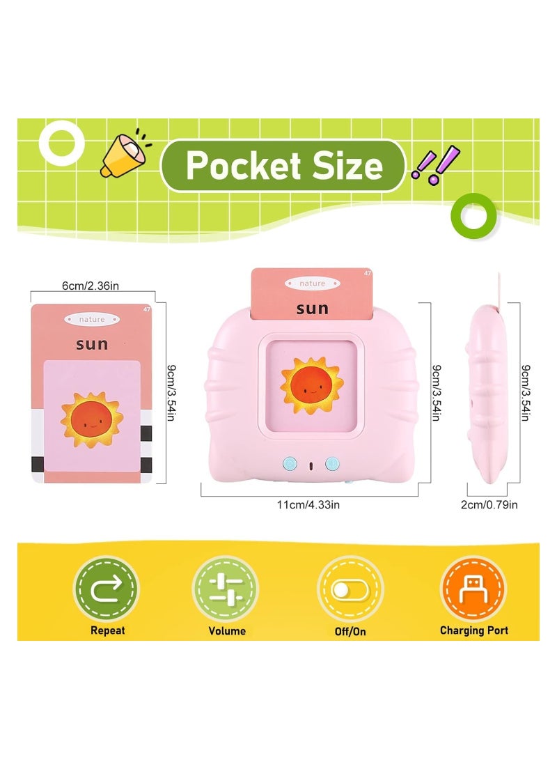 Flash Cards for Toddlers, 224 Words Flashcard Learning toys for 2 3 4 year olds Preschool Learning Resource Electronic Interactive Toys, For Boys and Girls Speech Therapy (PINK 03)  - Image 4