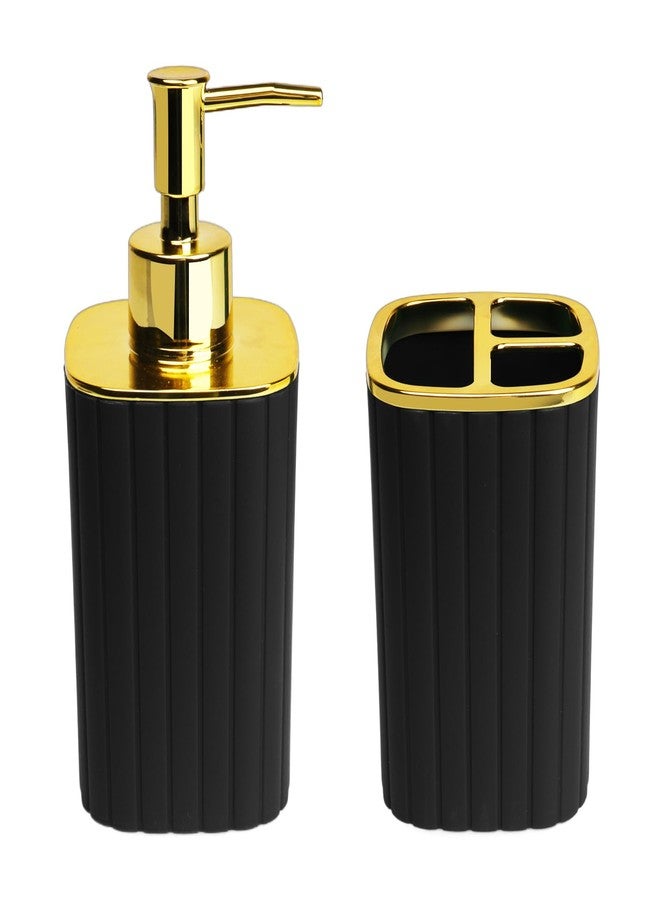 CDorigin 2Pack Bathroom Accessories Set, Black Gold Bathroom Set. Bathroom Toothbrush Holder Set, Includes Dispenser and Toothbrush Holder. Bohemian Bathroom Accessories - Image 1