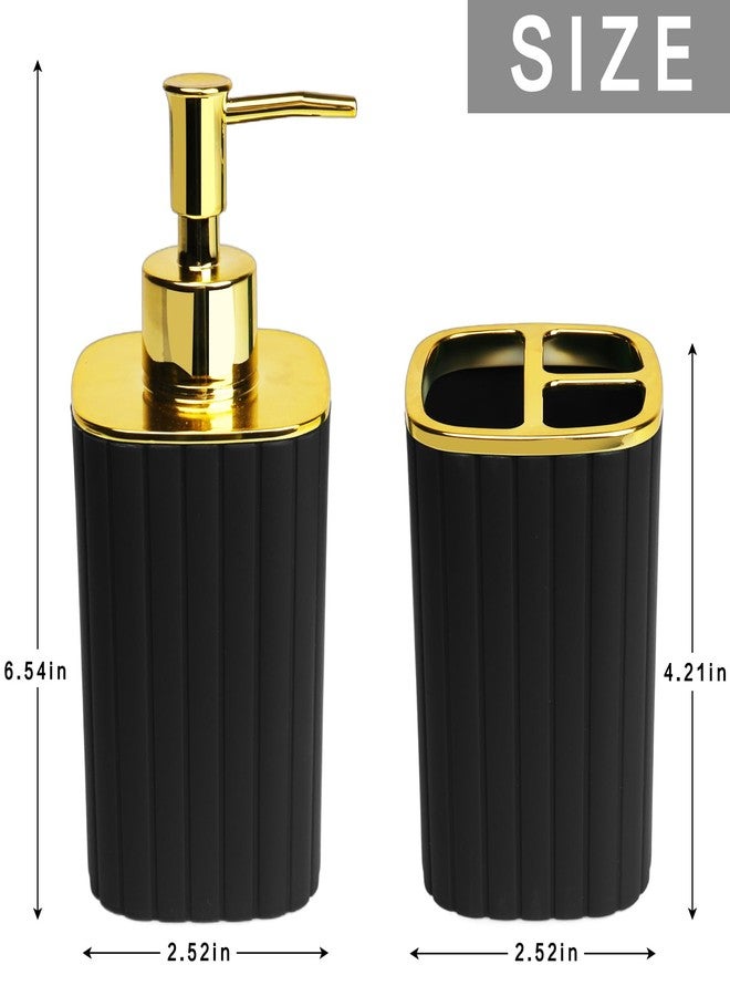 CDorigin 2Pack Bathroom Accessories Set, Black Gold Bathroom Set. Bathroom Toothbrush Holder Set, Includes Dispenser and Toothbrush Holder. Bohemian Bathroom Accessories - Image 2