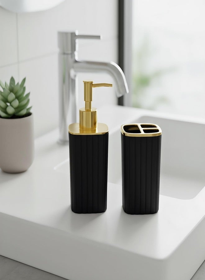 CDorigin 2Pack Bathroom Accessories Set, Black Gold Bathroom Set. Bathroom Toothbrush Holder Set, Includes Dispenser and Toothbrush Holder. Bohemian Bathroom Accessories - Image 3