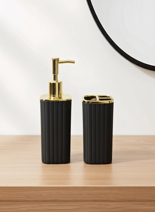 CDorigin 2Pack Bathroom Accessories Set, Black Gold Bathroom Set. Bathroom Toothbrush Holder Set, Includes Dispenser and Toothbrush Holder. Bohemian Bathroom Accessories - Image 4