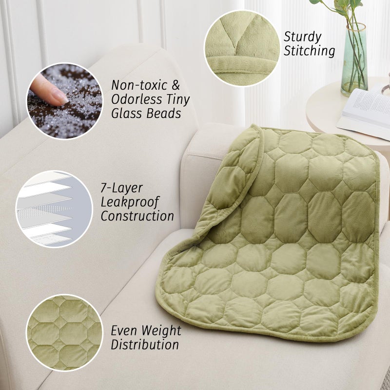 Wemore Weighted Lap Blanket 7lbs for Adults and Kids, Small Weighted Blanket for Travel, Calming, Relaxing, Napping and Sleeping, All-Season Weighted Lap Pad, Machine Washable, Green 24x29 inches - Image 4
