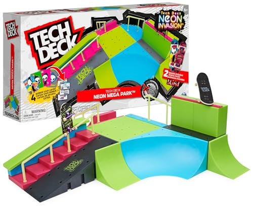 Tech Deck Neon Mega Park XConnect Creator Customizable GlowinTheDark Ramp Set with 2 Blind Skateboard Fingerboards 90 Pieces Gift for Ages 6 - Image 1