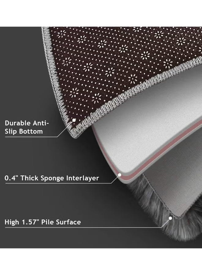 Optico Super Soft Fluffy Area Rug Anti-Slip Plush Rug High Pile Tie Dye Rug for Living Room Bedroom Kids Room-Tie Dye Dark Grey (80*160CM+160*200CM) - Image 4